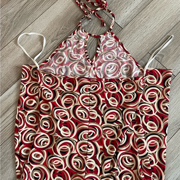 Pretty Good Vintage Y2K red and brown keyhole halter dress size Medium - Picture 3 of 5